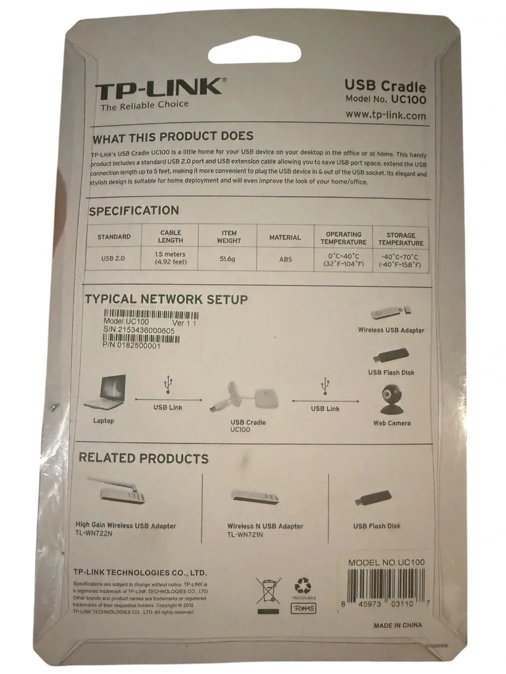 TP-Link USB Cradle UC100 USB Extension Cable Cord 4.9ft